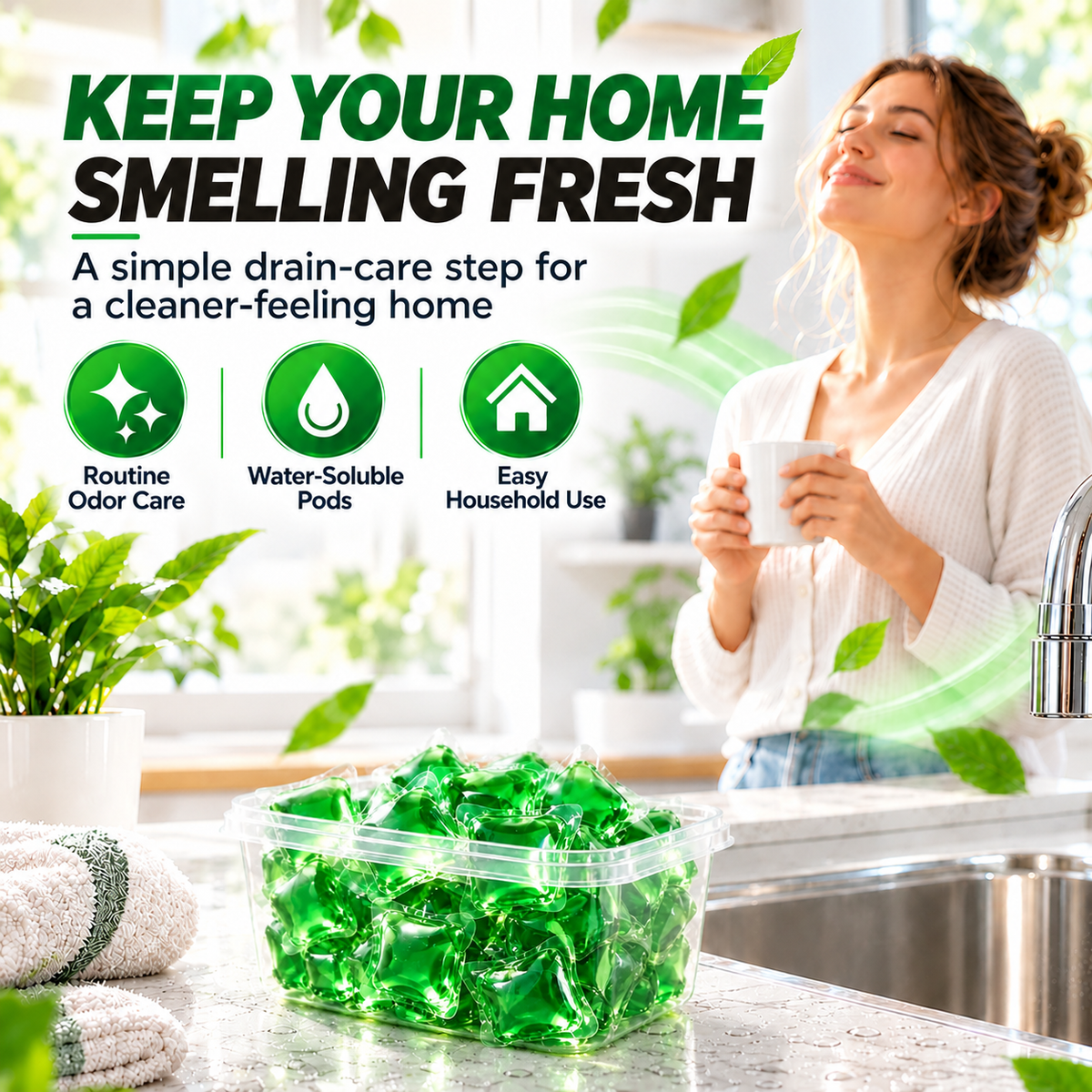 🥳Buy 1 Get 1 Free – 100 PCS !! Drain Deodorizer Pods – Bio‑enzyme formula neutralizes smells at the source. Instant fresh scent, no harsh chemicals. 🚰✅