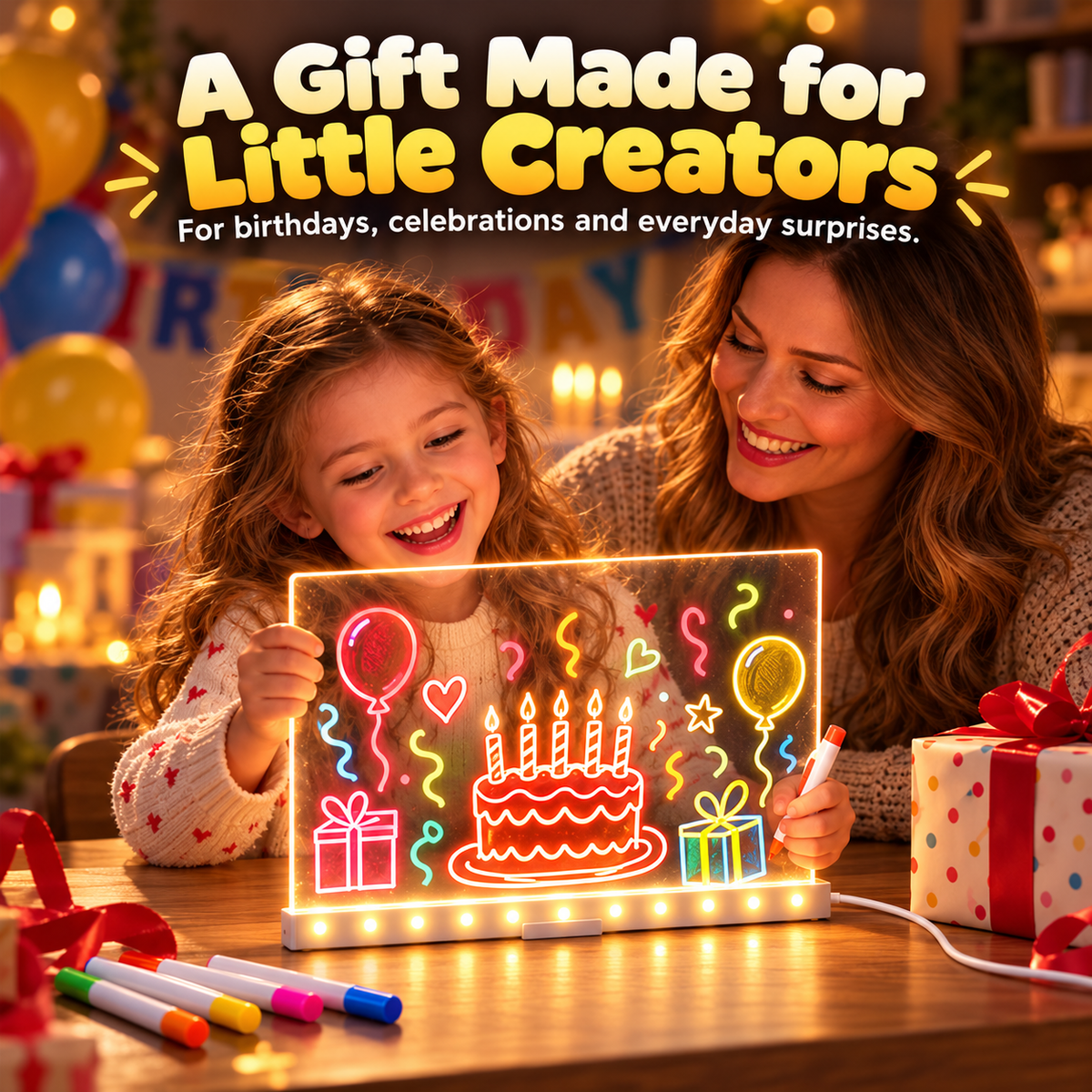 UPSELL LED Drawing Board FREE Stand– Reusable Acrylic Message & Doodle Board for Home, Office & Creative Gifts
