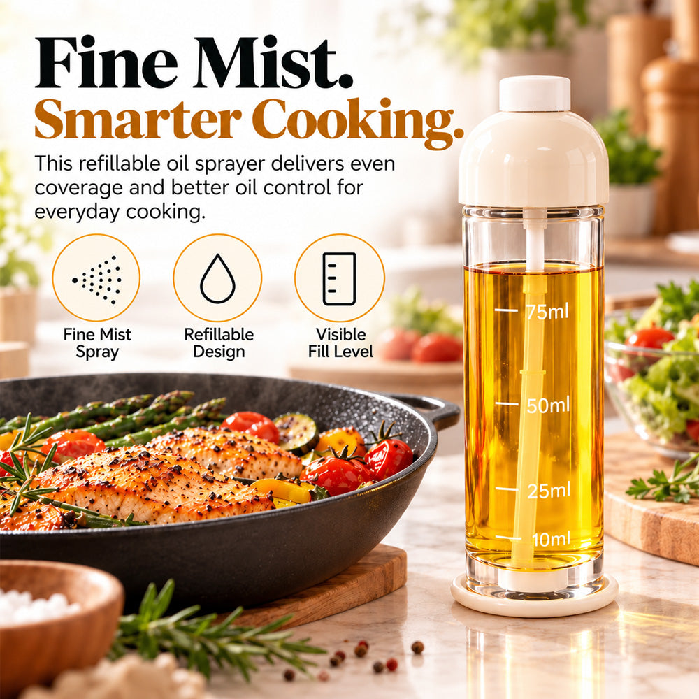 UPSELL 🍳✨Refillable Fine Mist Olive Oil Sprayer – Even Spray Cooking Oil Dispenser for Air Fryers, Grilling, Baking & Everyday Kitchen Use