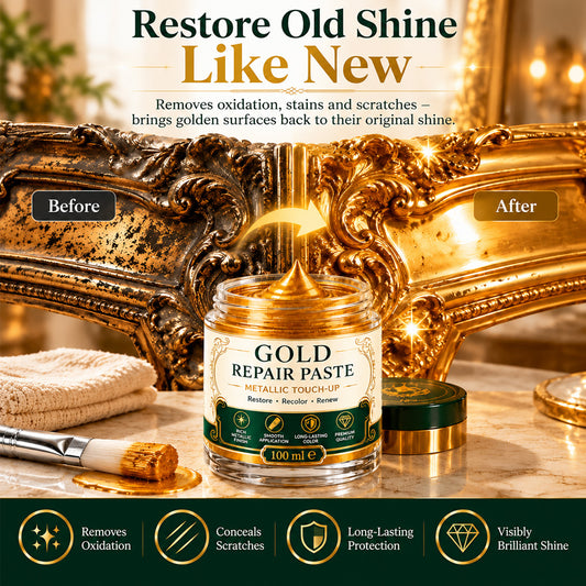 Gold & Silver Metallic Touch-Up Paste with Brush – Restore Furniture, Lamps, Picture Frames & Decorative Surfaces with Brush