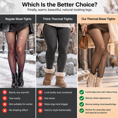 Winter Bare Leg Tights – Warm Fleece-Lined, Skin-Like Sheer Look
