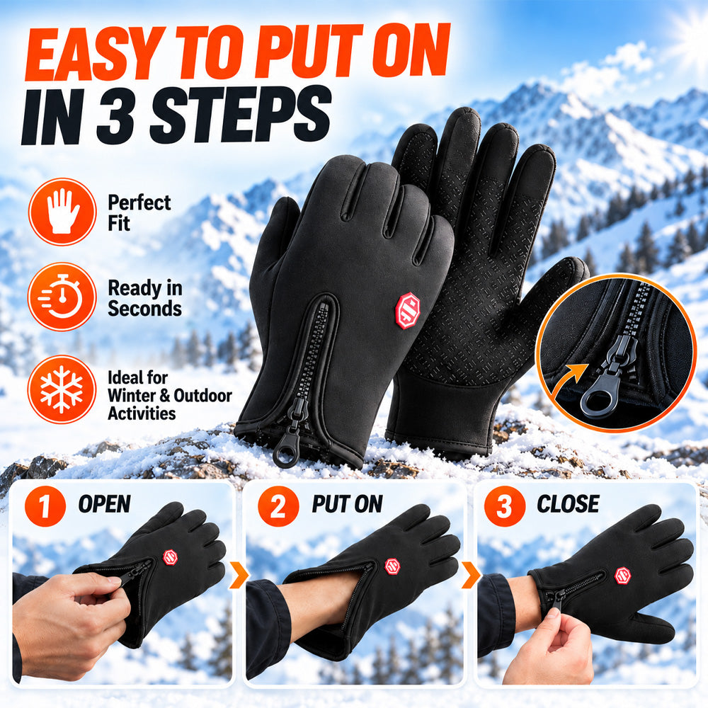 BUY 1 GET 1 FREE!!!🧤All-Weather Winter Gloves: Waterproof, Windproof, Thermal Lined & Smart Touchscreen with Zipper Non-Slip Grip, Windproof & Waterproof Thermal Hand Protection
