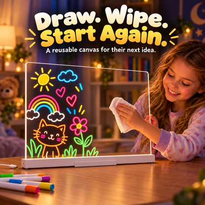 UPSELL LED Drawing Board FREE Stand– Reusable Acrylic Message & Doodle Board for Home, Office & Creative Gifts