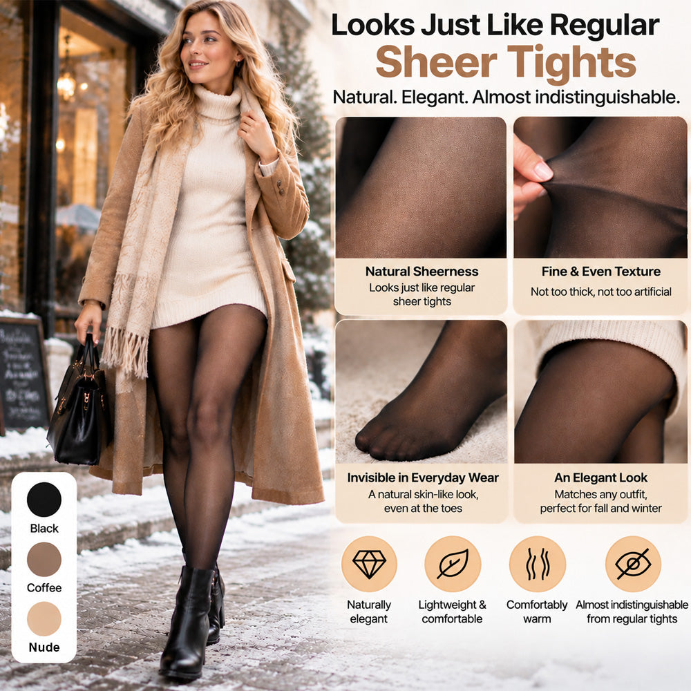 Winter Bare Leg Tights – Warm Fleece-Lined, Skin-Like Sheer Look