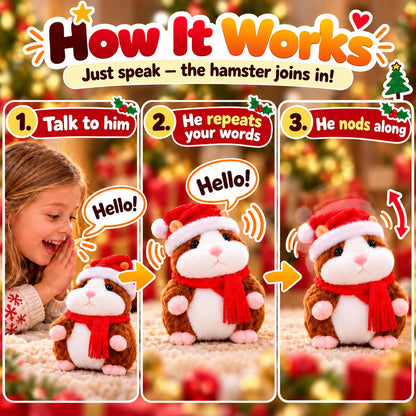 🎄 Talking Hamster Plush – Interactive Learning Toy & Fun Christmas Gift for Kids 🎁