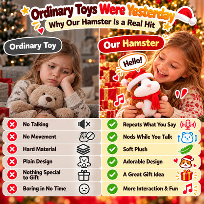 🎄 Talking Hamster Plush – Interactive Learning Toy & Fun Christmas Gift for Kids 🎁