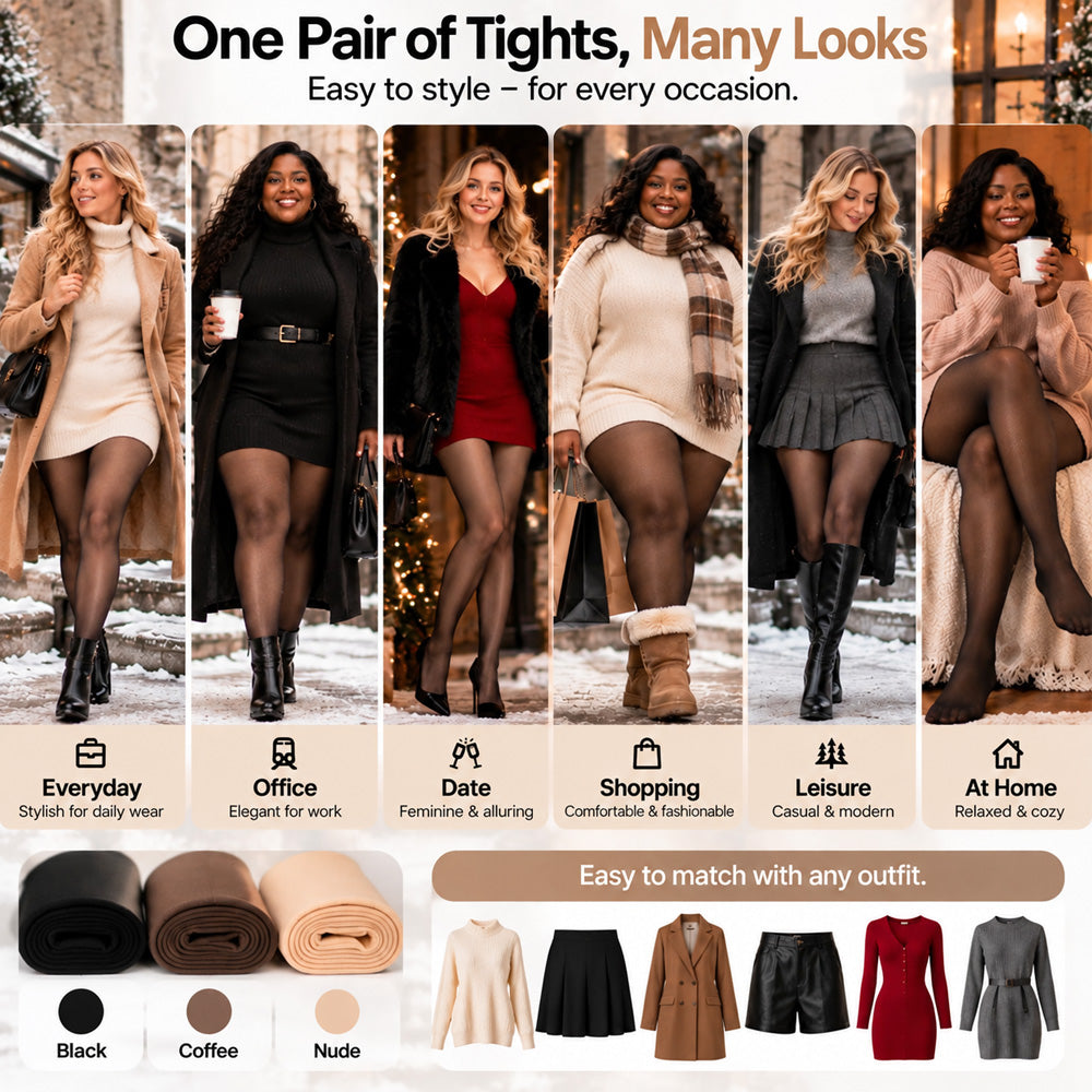 Winter Bare Leg Tights – Warm Fleece-Lined, Skin-Like Sheer Look