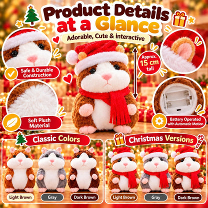 🎄 Talking Hamster Plush – Interactive Learning Toy & Fun Christmas Gift for Kids 🎁