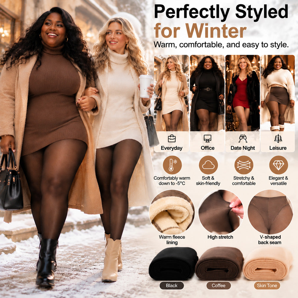 Winter Bare Leg Tights – Warm Fleece-Lined, Skin-Like Sheer Look