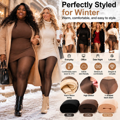 Winter Bare Leg Tights – Warm Fleece-Lined, Skin-Like Sheer Look