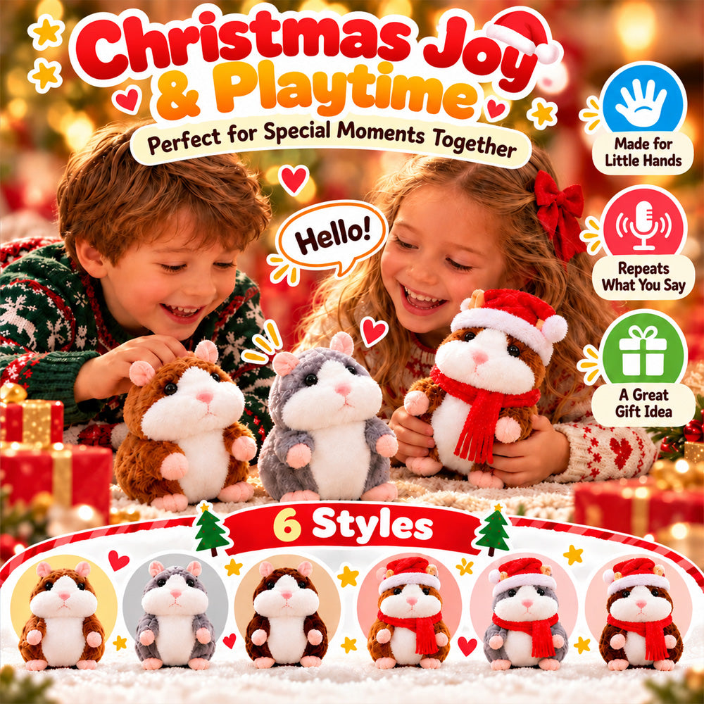 🎄 Talking Hamster Plush – Interactive Learning Toy & Fun Christmas Gift for Kids 🎁