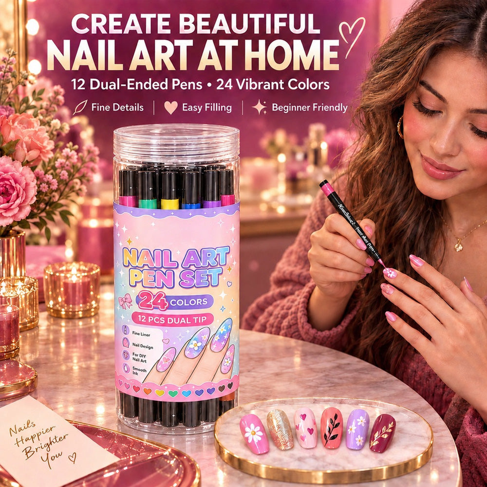 🎁 💅24‑Colors Dual‑Ended Nail Art Pens‑DIY Manicure Drawing Set