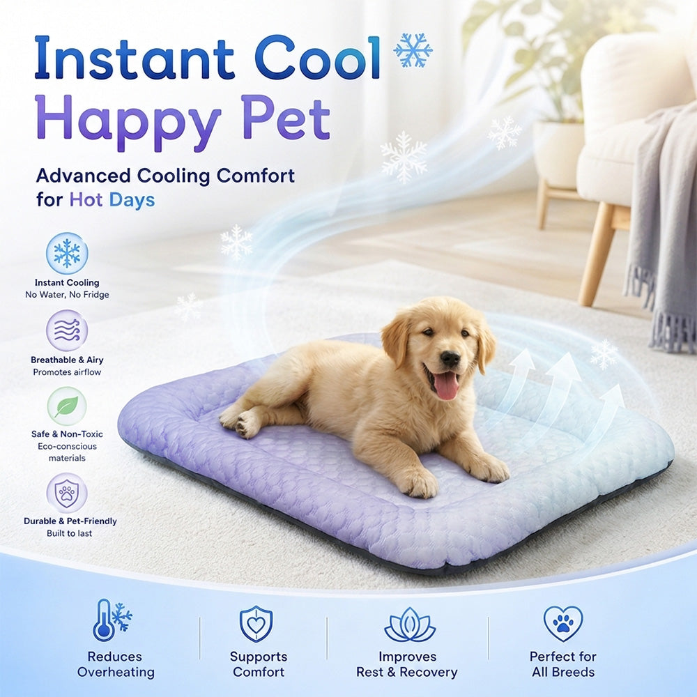 ❄️Junafera® Pet Cooling Mat for Dogs & Cats 🐾  Naturally Cool Ice-Silk Pad • Breathable, Washable & Soft