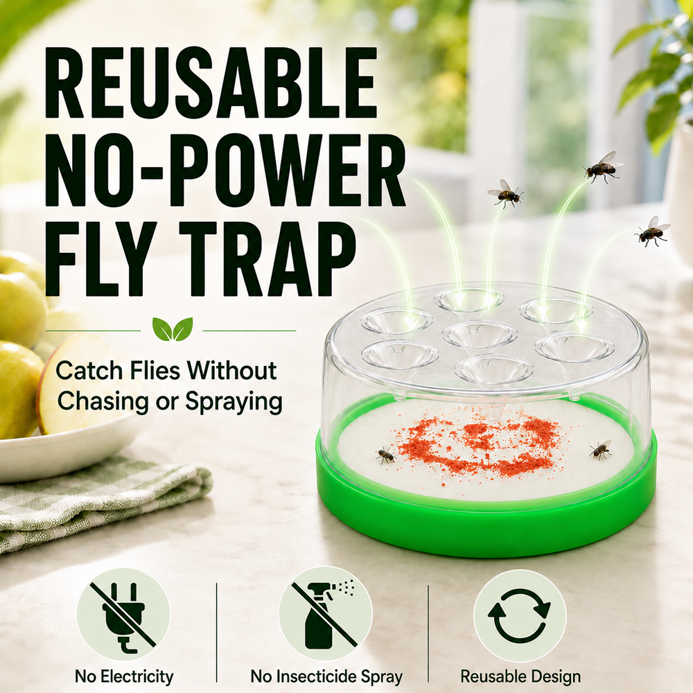 🏠🛡️Junafera® Reusable Non-Electric Fly Trap--Near kitchen sinks, trash cans, pet bowls, garage windows, patios, and BBQs.