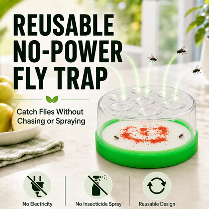🏠🛡️Junafera® Reusable Non-Electric Fly Trap--Near kitchen sinks, trash cans, pet bowls, garage windows, patios, and BBQs.