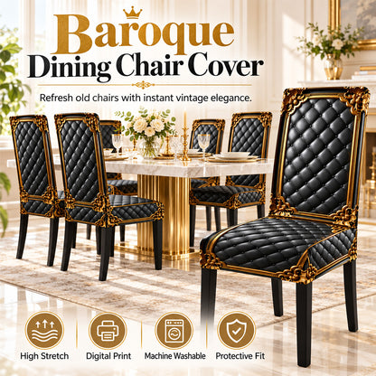 ⏳ Limited Time Only! ⏰ Washable Stretch Chair Cover – Elegant Gold Baroque Pattern & Thick, Elastic Fabric ✨