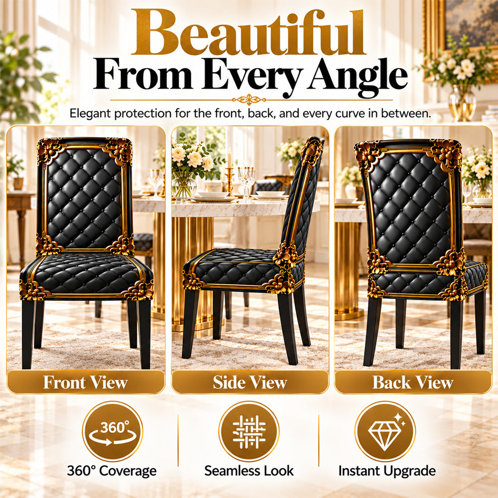 ⏳ Limited Time Only! ⏰ Washable Stretch Chair Cover – Elegant Gold Baroque Pattern & Thick, Elastic Fabric ✨