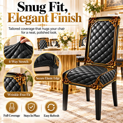 ⏳ Limited Time Only! ⏰ Washable Stretch Chair Cover – Elegant Gold Baroque Pattern & Thick, Elastic Fabric ✨