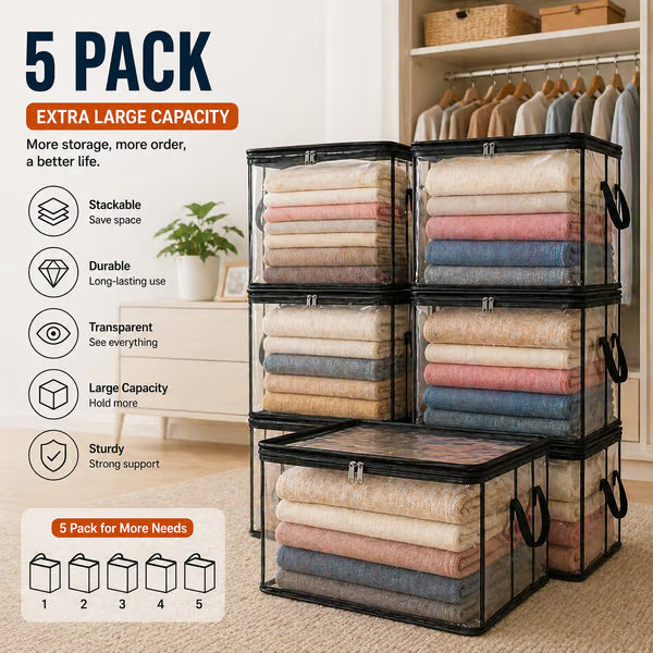 Junafera® ⏰🔥LIMITED TIME 50% OFF! 🏠 Transparent Large-Capacity Dustproof & Moisture-Proof Storage Bag – Perfect for Clothes, Toys, Books & More ✨