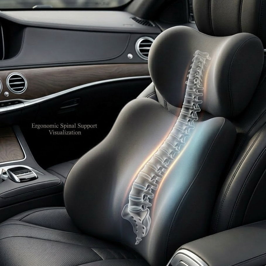 Mozeylocosh Luxury Series | Ergonomic Car Headrest & Lumbar Support Set: Elevate Your Driving Experience to First-Class Comfort