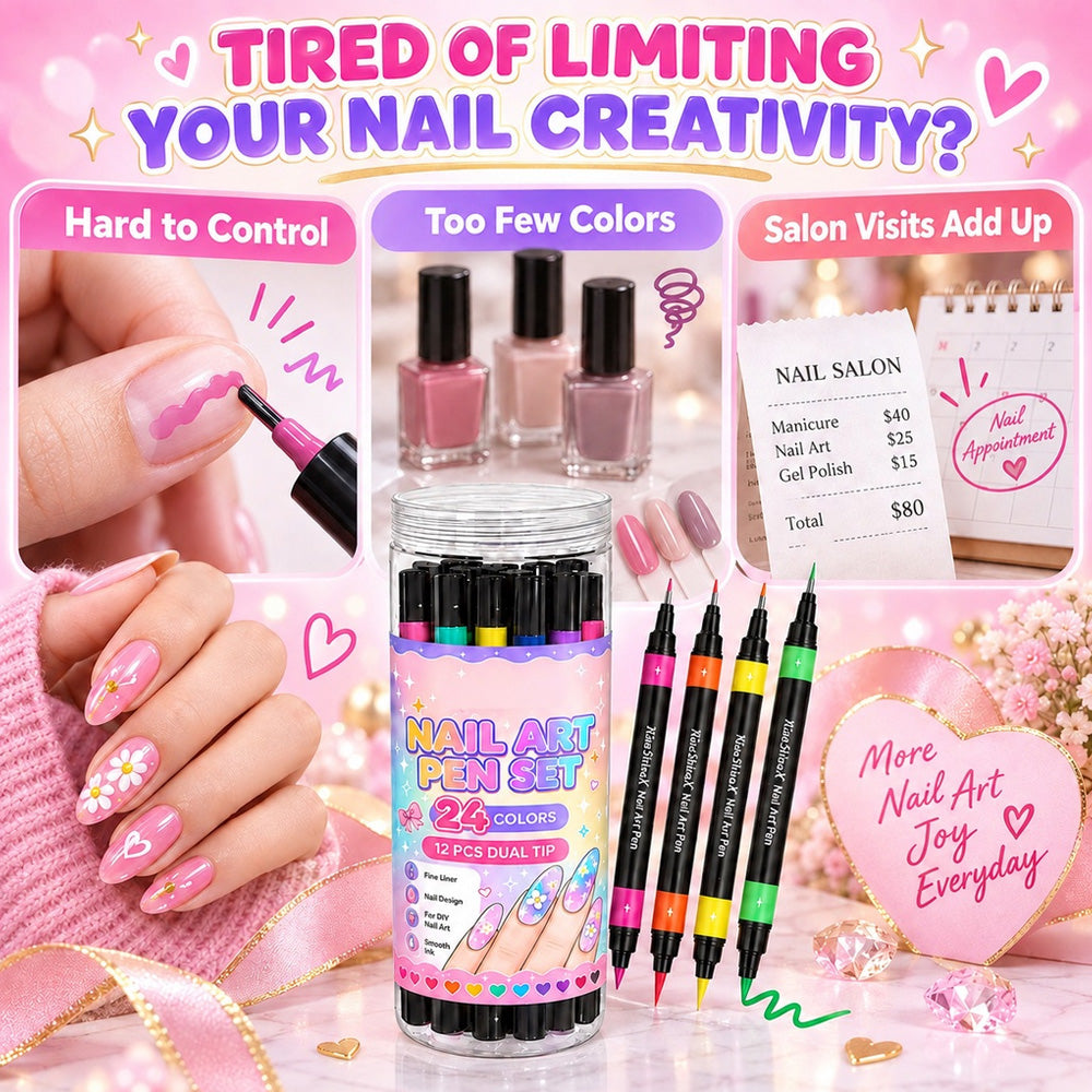 🎁 💅24‑Colors Dual‑Ended Nail Art Pens‑DIY Manicure Drawing Set