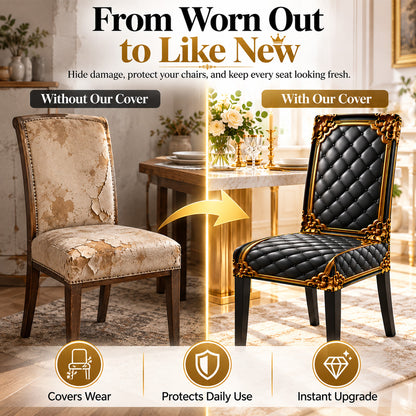 ⏳ Limited Time Only! ⏰ Washable Stretch Chair Cover – Elegant Gold Baroque Pattern & Thick, Elastic Fabric ✨