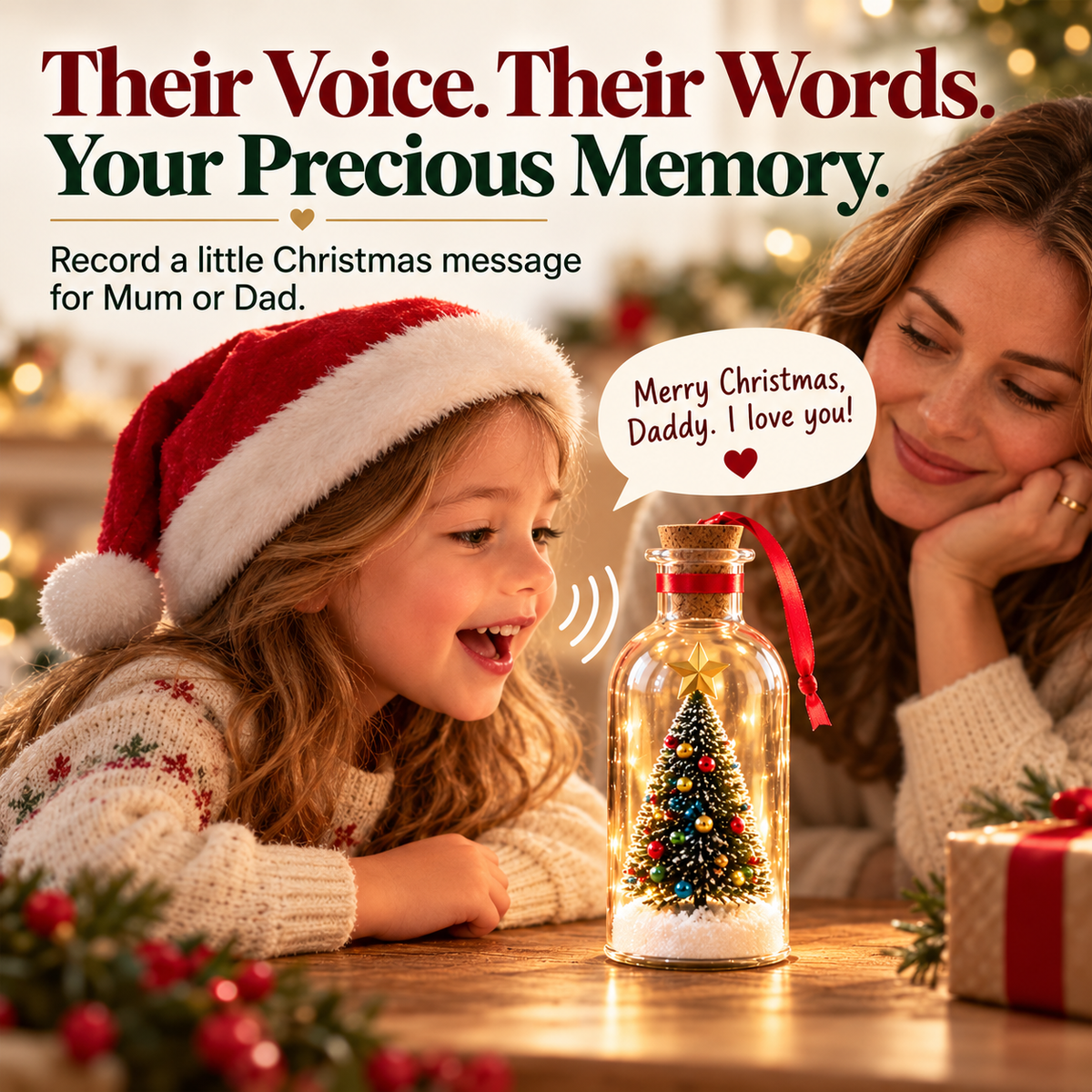 UPSELL🎄 Christmas Voice Keepsake Bottle – Little Voices, Love Notes & Memories to Treasure 🎁