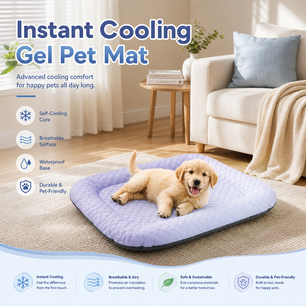 ❄️Junafera® Pet Cooling Mat for Dogs & Cats 🐾  Naturally Cool Ice-Silk Pad • Breathable, Washable & Soft