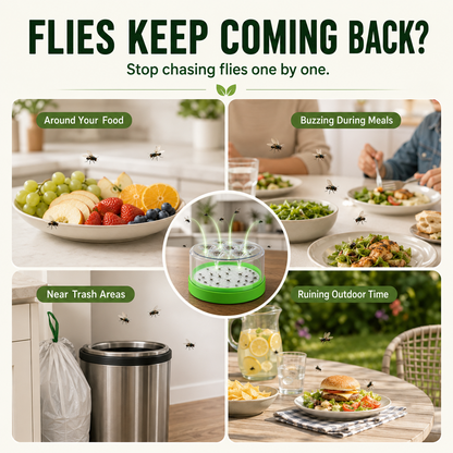 🏠🛡️Junafera® Reusable Non-Electric Fly Trap--Near kitchen sinks, trash cans, pet bowls, garage windows, patios, and BBQs.