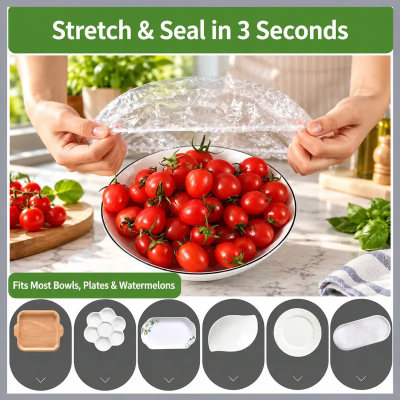 🎉 BUY 1 GET 1 FREE!!! 🎁 100PCS Disposable Elastic Food Covers 🍓✨