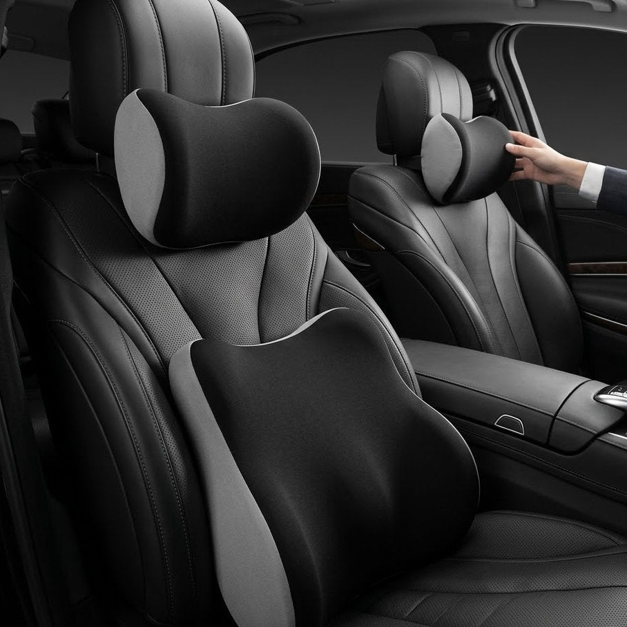 Mozeylocosh Luxury Series | Ergonomic Car Headrest & Lumbar Support Set: Elevate Your Driving Experience to First-Class Comfort