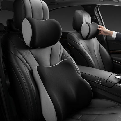 Mozeylocosh Luxury Series | Ergonomic Car Headrest & Lumbar Support Set: Elevate Your Driving Experience to First-Class Comfort
