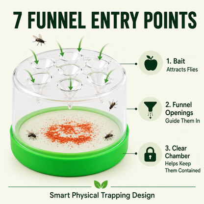 🏠🛡️Junafera® Reusable Non-Electric Fly Trap--Near kitchen sinks, trash cans, pet bowls, garage windows, patios, and BBQs.