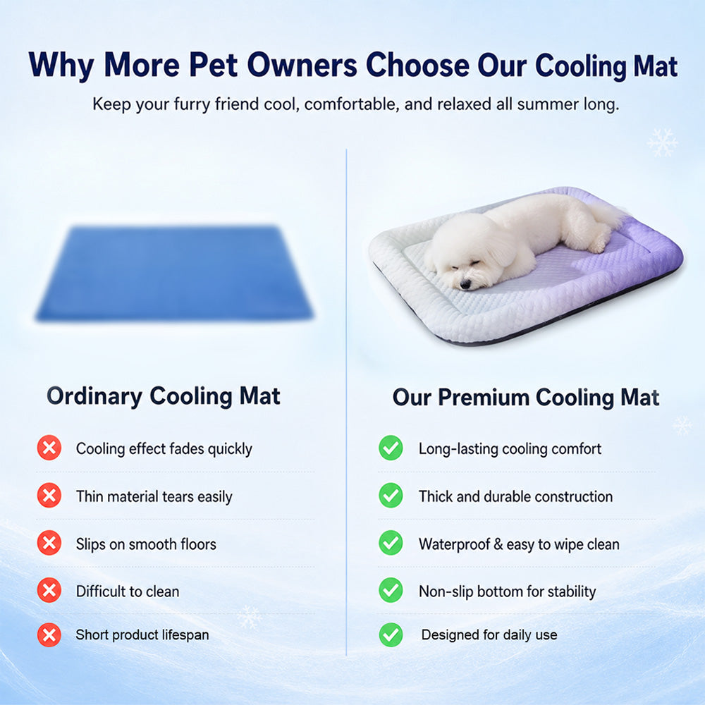 ❄️Junafera® Pet Cooling Mat for Dogs & Cats 🐾  Naturally Cool Ice-Silk Pad • Breathable, Washable & Soft