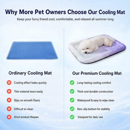 ❄️Junafera® Pet Cooling Mat for Dogs & Cats 🐾  Naturally Cool Ice-Silk Pad • Breathable, Washable & Soft