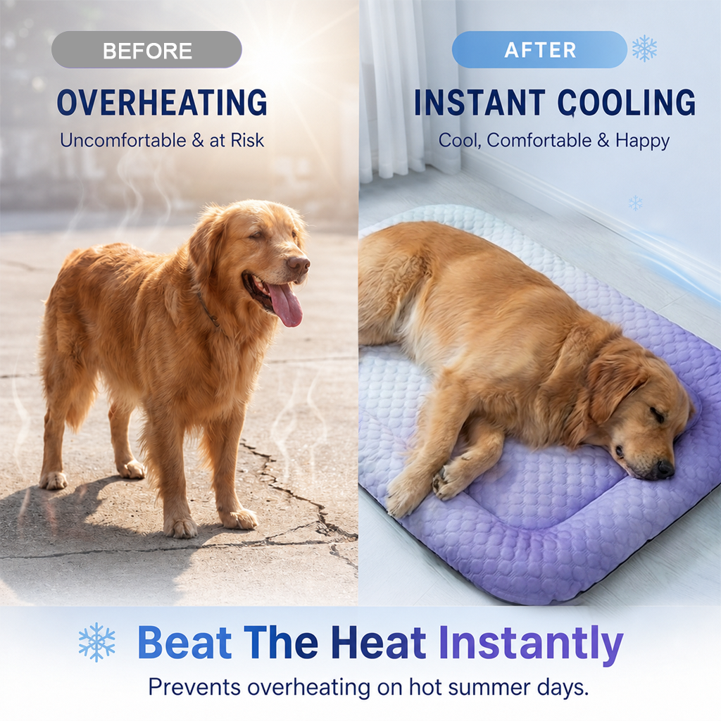 ❄️Junafera® Pet Cooling Mat for Dogs & Cats 🐾  Naturally Cool Ice-Silk Pad • Breathable, Washable & Soft