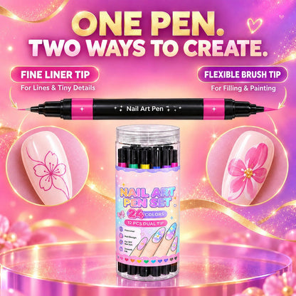 🎁 💅24‑Colors Dual‑Ended Nail Art Pens‑DIY Manicure Drawing Set