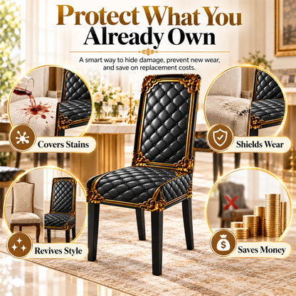 ⏳ Limited Time Only! ⏰ Washable Stretch Chair Cover – Elegant Gold Baroque Pattern & Thick, Elastic Fabric ✨