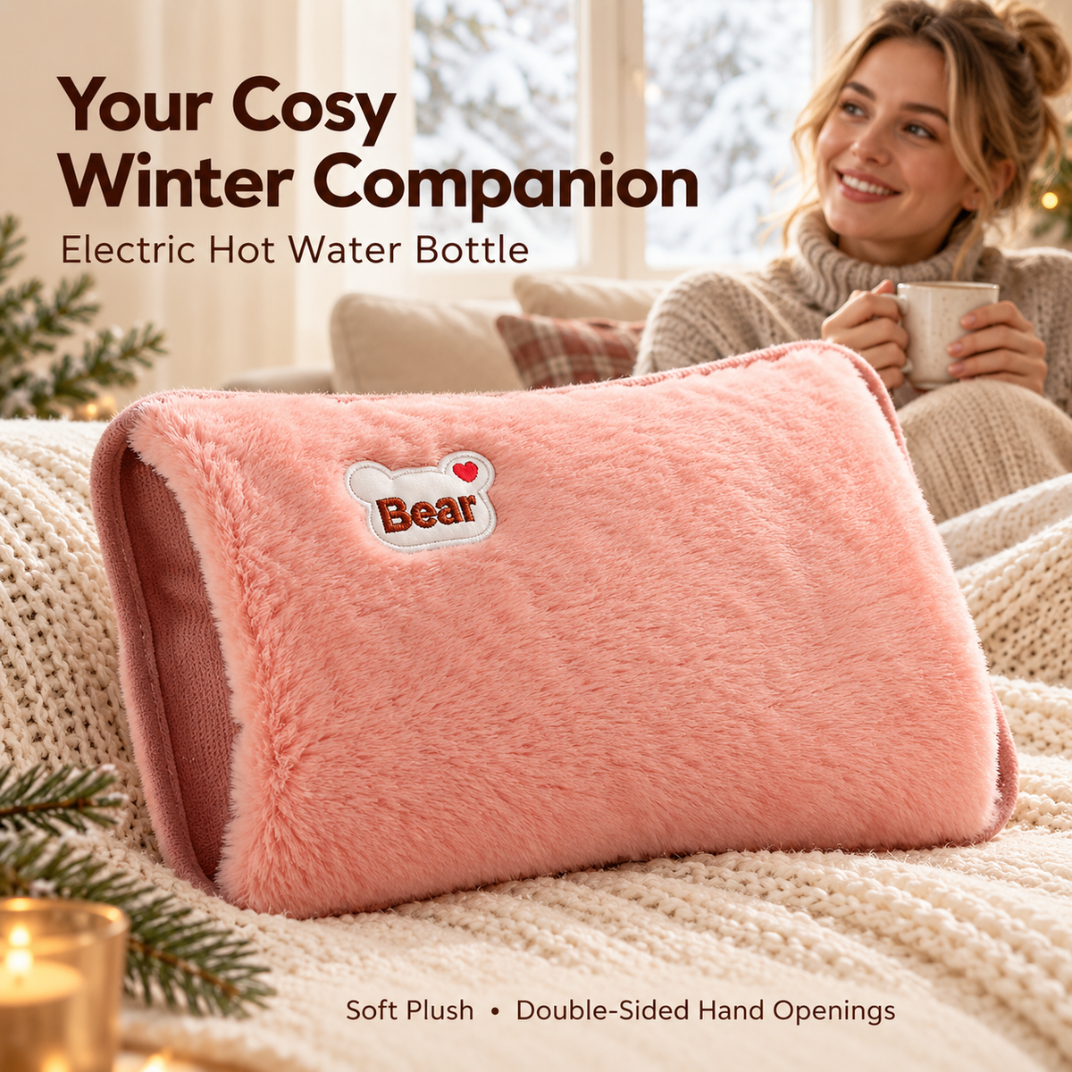 🔥 Winter Special 🧸 Fast-Heating Electric Hot Water Bottle & Soft Plush Hand Warmer — Cosy Comfort for Home, Office & Relaxing Evenings ❄️🏡