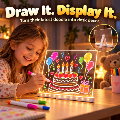 UPSELL LED Drawing Board FREE Stand– Reusable Acrylic Message & Doodle Board for Home, Office & Creative Gifts