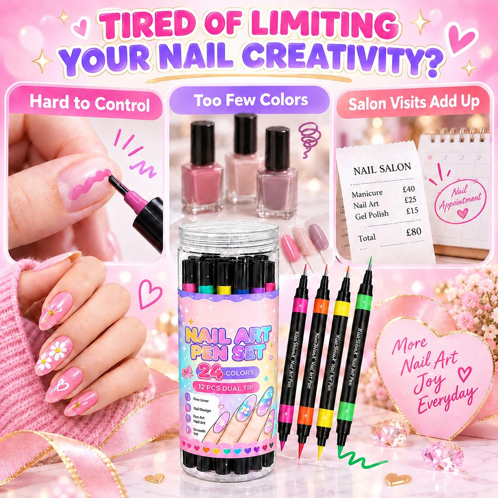 🎁 💅24‑Colors Dual‑Ended Nail Art Pens‑DIY Manicure Drawing Set