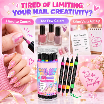 🎁 💅24‑Colors Dual‑Ended Nail Art Pens‑DIY Manicure Drawing Set