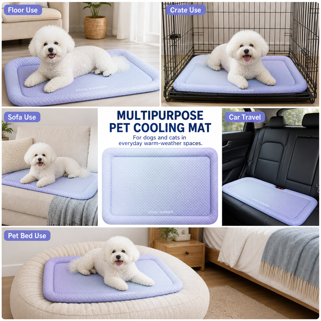 ❄️Junafera® Pet Cooling Mat for Dogs & Cats 🐾  Naturally Cool Ice-Silk Pad • Breathable, Washable & Soft