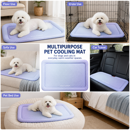 ❄️Junafera® Pet Cooling Mat for Dogs & Cats 🐾  Naturally Cool Ice-Silk Pad • Breathable, Washable & Soft