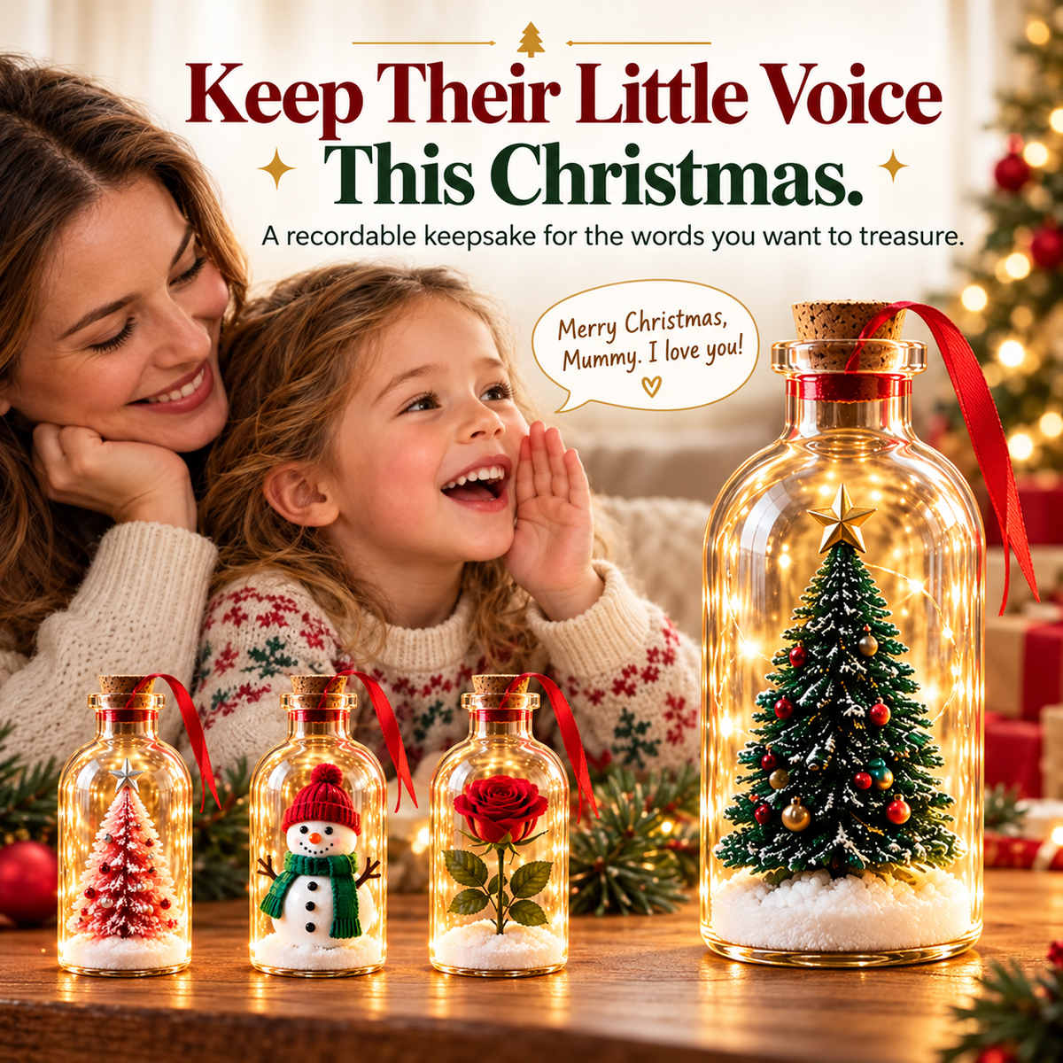 UPSELL🎄 Christmas Voice Keepsake Bottle – Little Voices, Love Notes & Memories to Treasure 🎁
