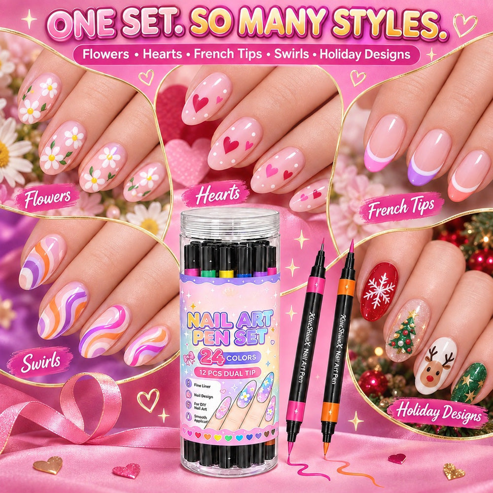 🎁 💅24‑Colors Dual‑Ended Nail Art Pens‑DIY Manicure Drawing Set