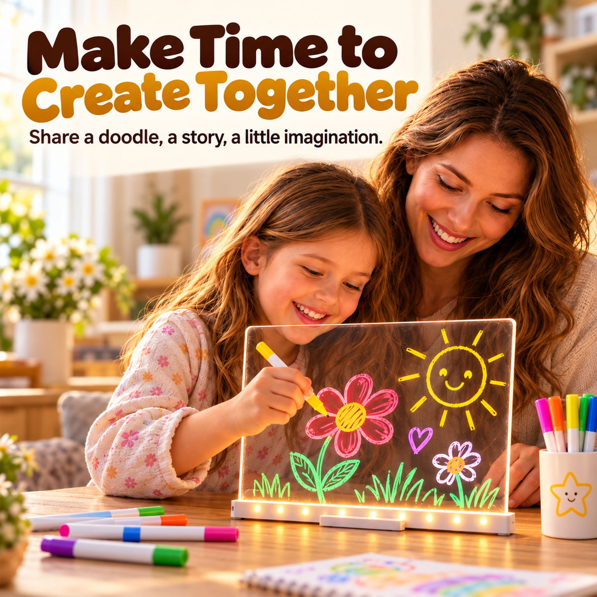 UPSELL LED Drawing Board FREE Stand– Reusable Acrylic Message & Doodle Board for Home, Office & Creative Gifts