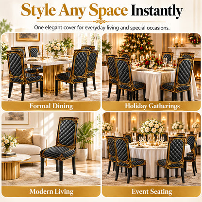 ⏳ Limited Time Only! ⏰ Washable Stretch Chair Cover – Elegant Gold Baroque Pattern & Thick, Elastic Fabric ✨