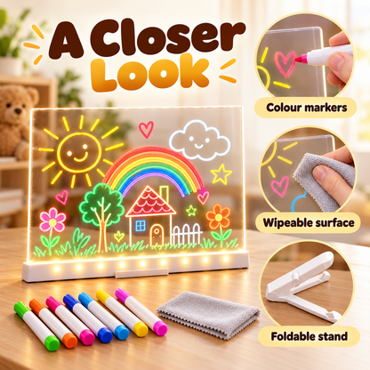 UPSELL LED Drawing Board FREE Stand– Reusable Acrylic Message & Doodle Board for Home, Office & Creative Gifts