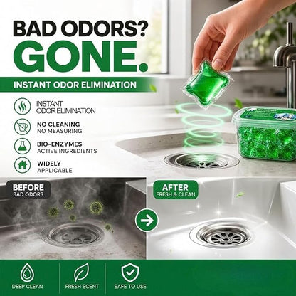 🥳Buy 1 Get 1 Free – 100 PCS !! Drain Deodorizer Pods – Bio‑enzyme formula neutralizes smells at the source. Instant fresh scent, no harsh chemicals. 🚰✅